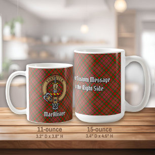 Clan MacAlister Crest over Tartan Koffiemok