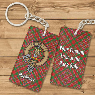 Clan MacAlister Crest over Tartan Sleutelhanger