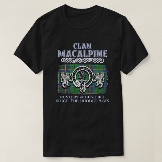 Clan MacAlpine kuif Schotse clans Schotse surna T-shirt (Design voorkant)