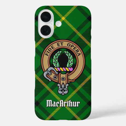 Clan MacArthur Crest over Tartan Case-Mate iPhone Case (Achterkant)