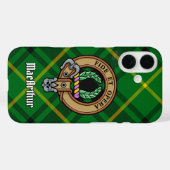 Clan MacArthur Crest over Tartan Case-Mate iPhone Case (Achterkant (horizontaal))