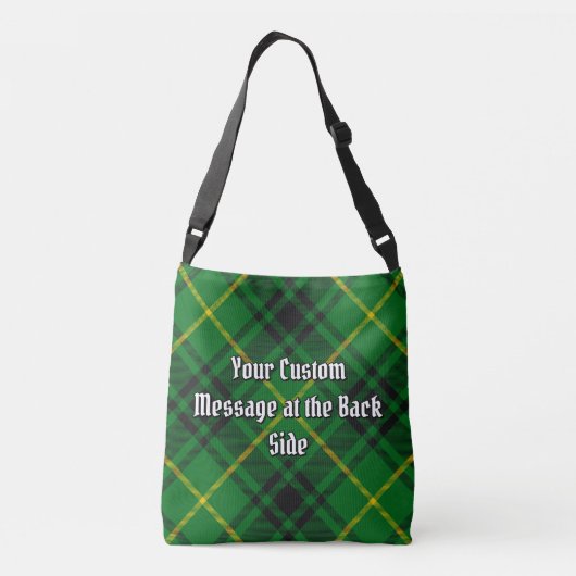 Clan MacArthur Crest over Tartan Crossbody Tas (Achterkant)