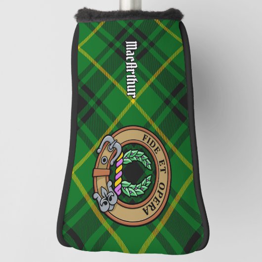 Clan MacArthur Crest over Tartan Golfheadcover (Draai 90)