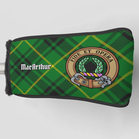 Clan MacArthur Crest over Tartan Golfheadcover (Voorkant)