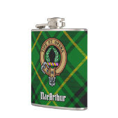 Clan MacArthur Crest over Tartan Heupfles (Links)