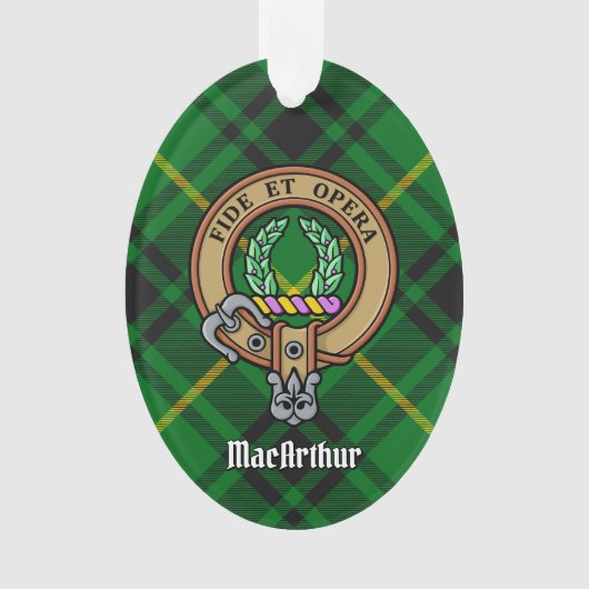 Clan MacArthur Crest over Tartan Ornament (voorkant)