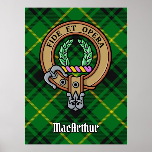 Clan MacArthur Crest over Tartan Poster (Voorkant)