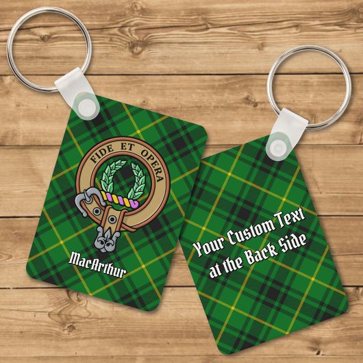Clan MacArthur Crest over Tartan Sleutelhanger