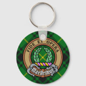 Clan MacArthur Crest over Tartan Sleutelhanger (Voorkant)