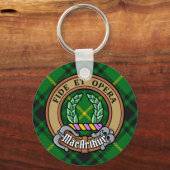 Clan MacArthur Crest over Tartan Sleutelhanger (Voorkant)