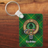 Clan MacArthur Crest over Tartan Sleutelhanger (Voorkant)