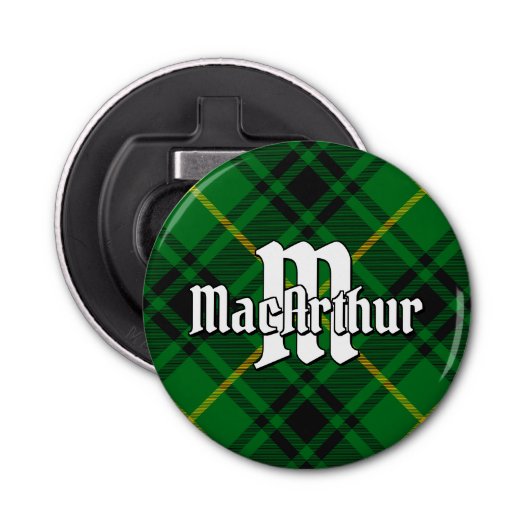 Clan MacArthur Tartan Button Flesopener (Voorkant)
