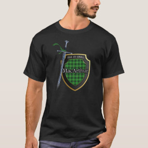 Clan MacArthur Tartan Scottish Shield & Sword T-shirt