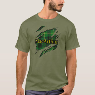 Clan MacArthur Tartan Torn Shirt Effect