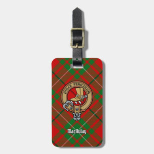 Clan MacAulay Crest boven Tartan Bagagelabel
