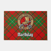 Clan MacAulay Crest boven Tartan Deurmat (Voorkant)