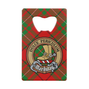 Clan MacAulay Crest boven Tartan Kredietkaart Flessenopener