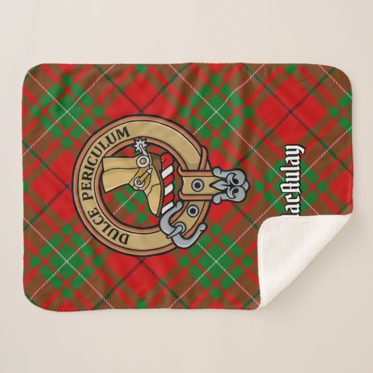 Clan MacAulay Crest boven Tartan Sherpa Deken (Voorkant (horizontaal))