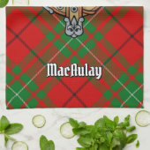 Clan MacAulay Crest over Tartan keukenhanddoek (Gevouwen)