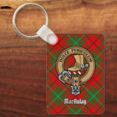 Clan MacAulay Crest over Tartan Sleutelhanger (Voorkant)
