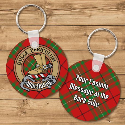 Clan MacAulay Crest over Tartan Sleutelhanger