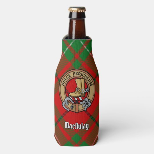 Clan MacAulay Crest sur Tartan Bottle Glacière (Bottle Devant)