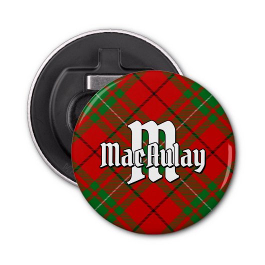 Clan MacAulay Tartan Button Flesopener (Voorkant)