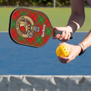 Clan MacAulay-wapen boven Schotse tartan sleutelha Pickleball Paddle