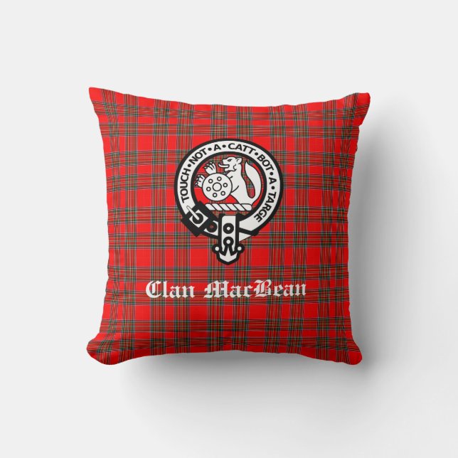 Clan MacBean Crest Badge & Tartan Kussen (Voorkant)