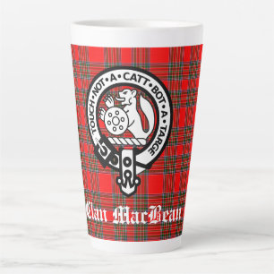 Clan MacBean Crest Badge & Tartan Latte Mok
