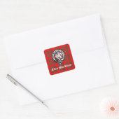 Clan MacBean Crest Badge & Tartan Vierkante Sticker (Envelop)