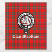 Clan MacBean Crest Badge & Tartan Wijn Etiket (Enkel label)