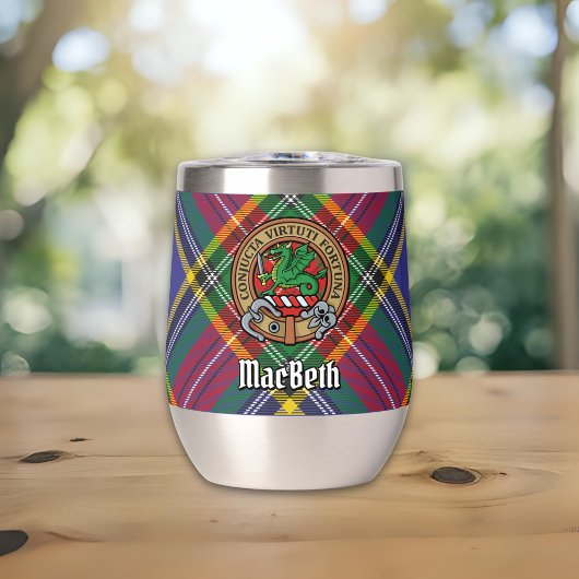 Clan MacBeth Crest over Tartan