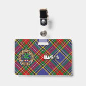 Clan MacBeth Crest over Tartan Badge (Voorkant met clip)