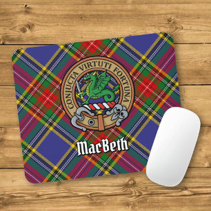 Clan MacBeth Crest over Tartan Muismat