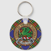 Clan MacBeth Crest over Tartan Sleutelhanger (Voorkant)