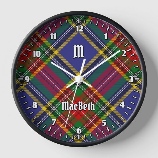 Clan MacBeth Tartan Grote klok (Voorkant)