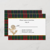 Clan MacClain Tartan Thistle Wedding RSVP (Devant / Derrière)