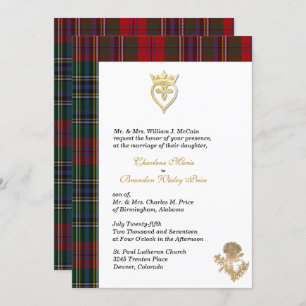 Clan MacClain Thistle 2 Tartan Wedding Invitation Kaart