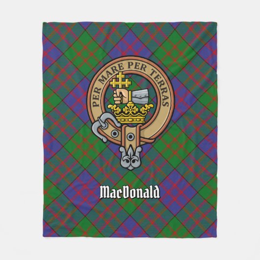 Clan MacDonald Crest over Tartan Fleece Deken (Voorkant)