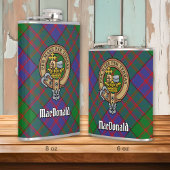 Clan MacDonald Crest over Tartan Heupfles