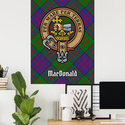 Clan MacDonald Crest over Tartan Poster (Thuiskantoor)