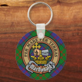 Clan MacDonald Crest over Tartan Sleutelhanger (Voorkant)