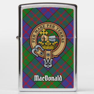 Clan MacDonald Crest over Tartan Zippo Lighter