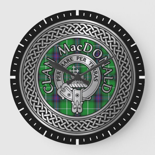 Clan MacDonald Crest & Tartan Knot Grote Klok (Voorkant)