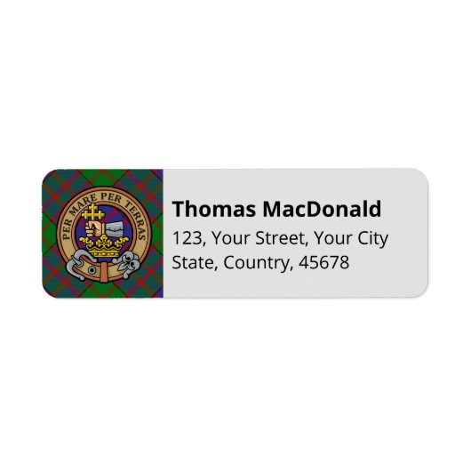 Clan MacDonald Tartan Étiquette (Devant)