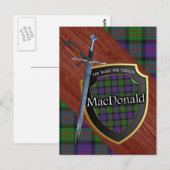 Clan MacDonald Tartan Sword & Shield Briefkaart (Voorkant / Achterkant)
