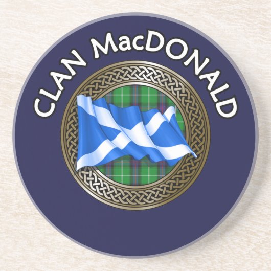 Clan MacDonald Tartan & Vlag Zandsteen Onderzetter (Voorkant)