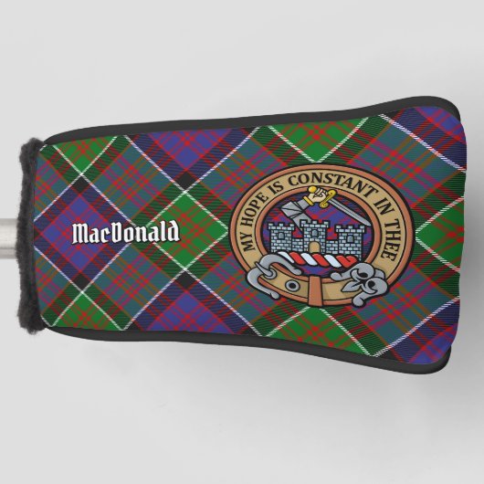 Clan MacDonald van Clanranald Crest over Tartan Golfheadcover (Voorkant)