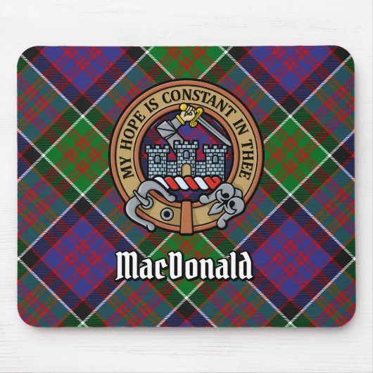 Clan MacDonald van Clanranald Crest over Tartan Muismat (Voorkant)